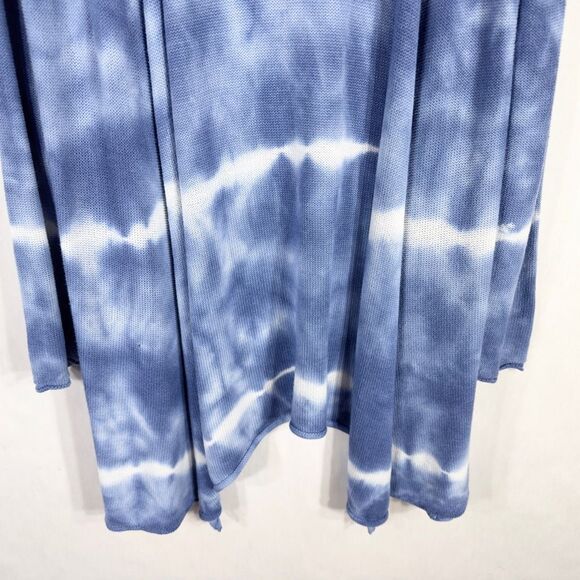 Neiman Marcus Medium Cardigan Sweater Open Front Knit Blue Tie Dye Mid 356 - Picture 6 of 8